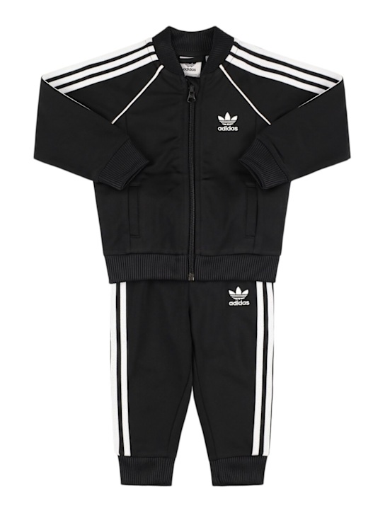 adidas Originals: Sweat-shirt & pantalon en polyester recyclé - Noir - kids-boys_0 | Luisa Via Roma