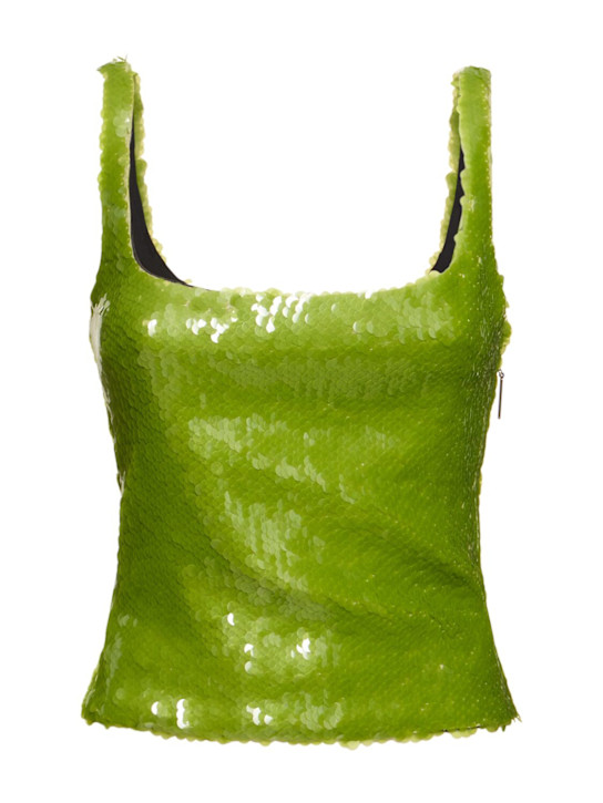 16arlington: Hornet sequined top - Acid Green - women_0 | Luisa Via Roma