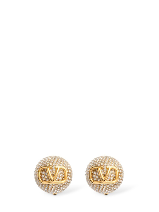 Valentino Garavani: Vlogo Signature crystal earrings - Oro 18/Crystal - women_0 | Luisa Via Roma