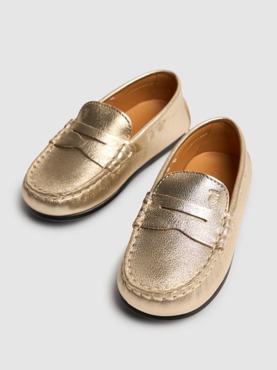 TOD'S JUNIOR: Mocassini Gommino in pelle metallizzata - kids-girls_1 | Luisa Via Roma