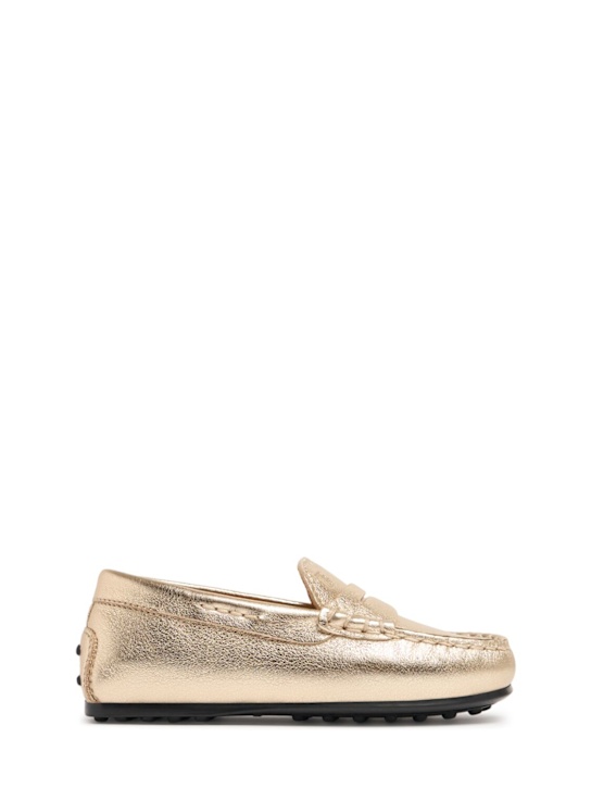 TOD'S JUNIOR: Mocassini Gommino in pelle metallizzata - kids-girls_0 | Luisa Via Roma