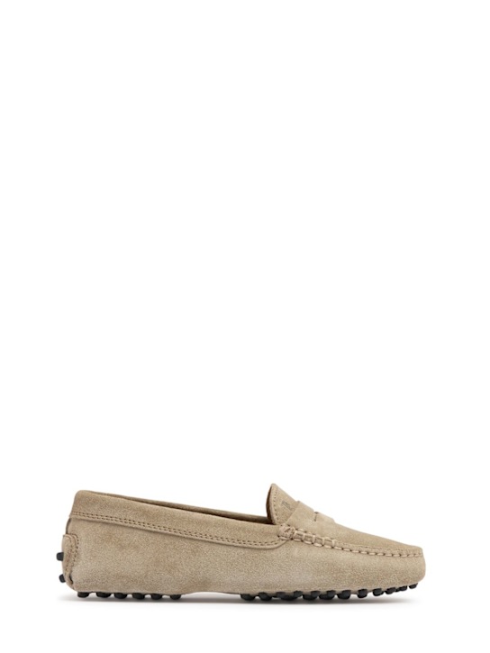 TOD'S JUNIOR: Gommino suede loafers - Grey - kids-boys_0 | Luisa Via Roma