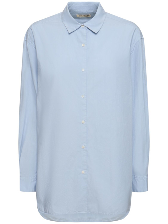 Nili Lotan: Yorke crisp cotton poplin shirt - Blue - women_0 | Luisa Via Roma