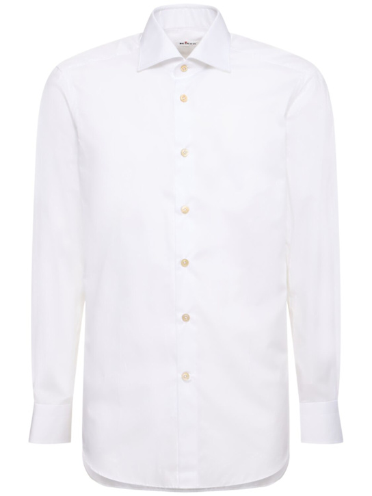 Kiton: Chemise en popeline de coton - Blanc - men_0 | Luisa Via Roma