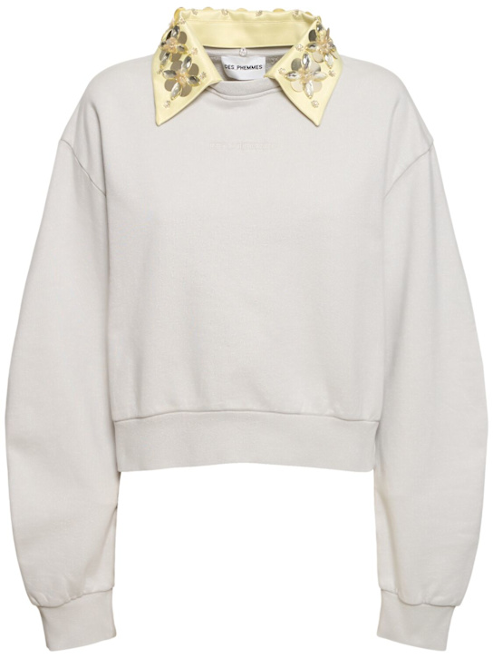 Embellished cotton jersey sweatshirt - Thumbnail 1