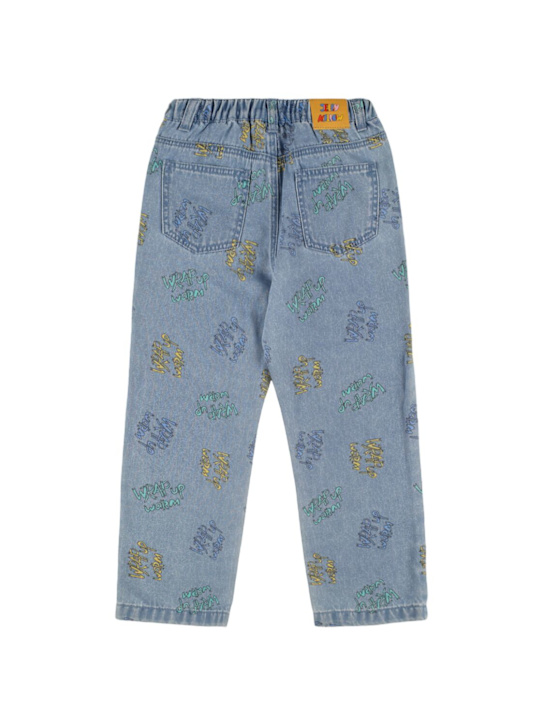 Jellymallow: Printed cotton jeans - Blue - kids-girls_1 | Luisa Via Roma