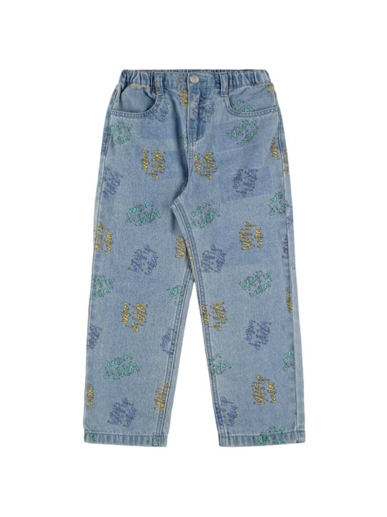 Jellymallow: Printed cotton jeans - Blue - kids-girls_0 | Luisa Via Roma