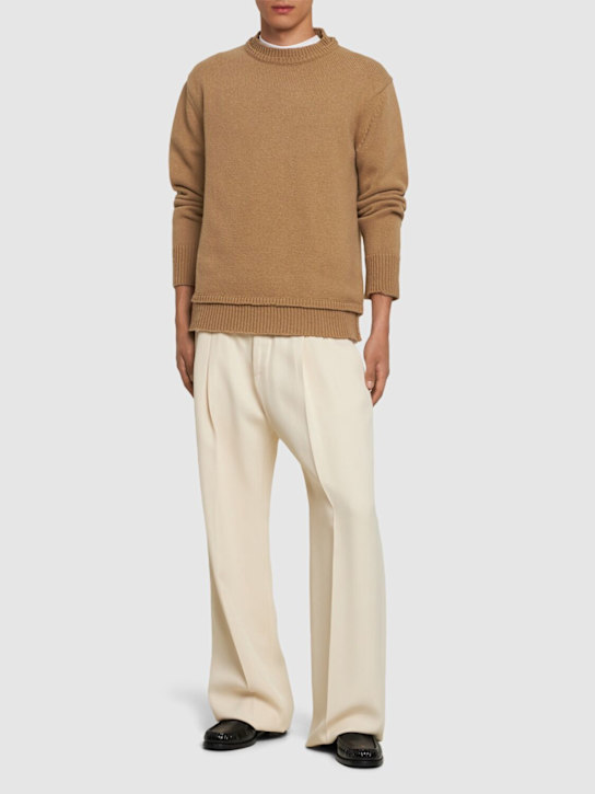 Maison Margiela: Wool blend Shetland knit sweater - men_1 | Luisa Via Roma