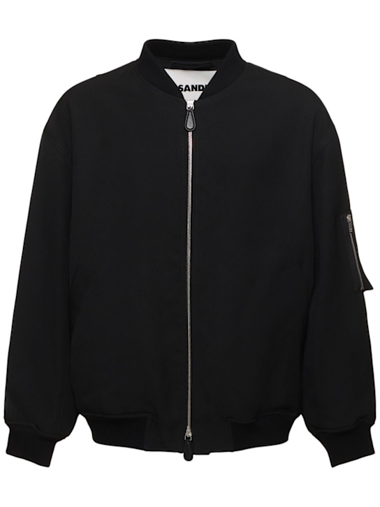 Jil Sander: Blouson wool gabardine bomber jacket - Black - men_0 | Luisa Via Roma