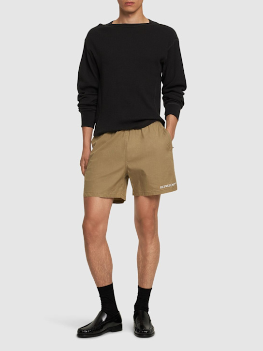 Represent: Represent cotton blend shorts - Olive Green - men_1 | Luisa Via Roma