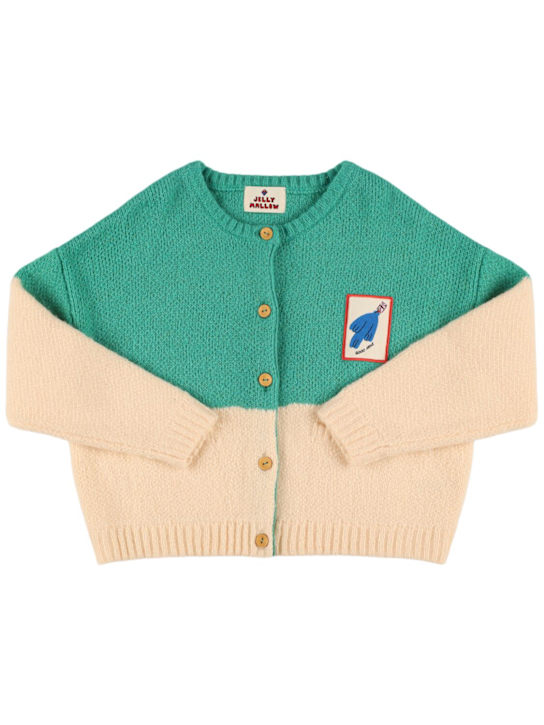 Jellymallow: Poly blend knit cardigan - Green - kids-girls_0 | Luisa Via Roma