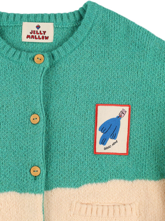 Jellymallow: Poly blend knit cardigan - Green - kids-girls_1 | Luisa Via Roma