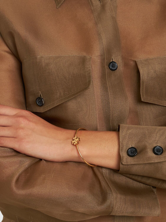 Tory Burch: Bracelet rigide à charnière Eleanor - Tory Gold - women_1 | Luisa Via Roma