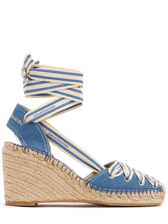 Zimmermann: Espadrilles compensées en denim Sol 95 mm - Denim Bleu - women_0 | Luisa Via Roma