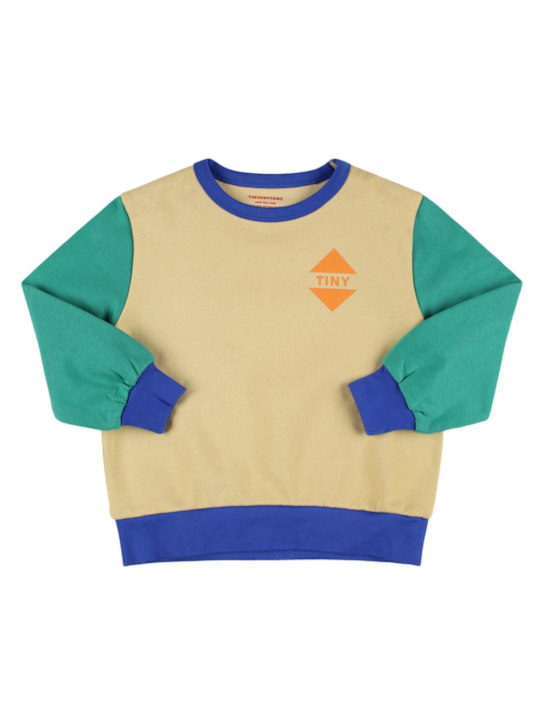 Tiny Cottons: Color block organic cotton sweatshirt - kids-boys_0 | Luisa Via Roma