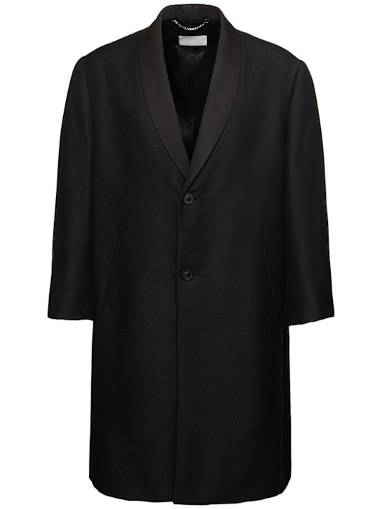 Maison Margiela: Wool & mohair twill coat - Black - men_0 | Luisa Via Roma