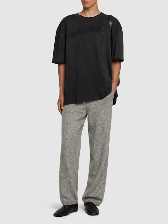 Maison Margiela: Cotton logo t-shirt - Washed Black - men_1 | Luisa Via Roma