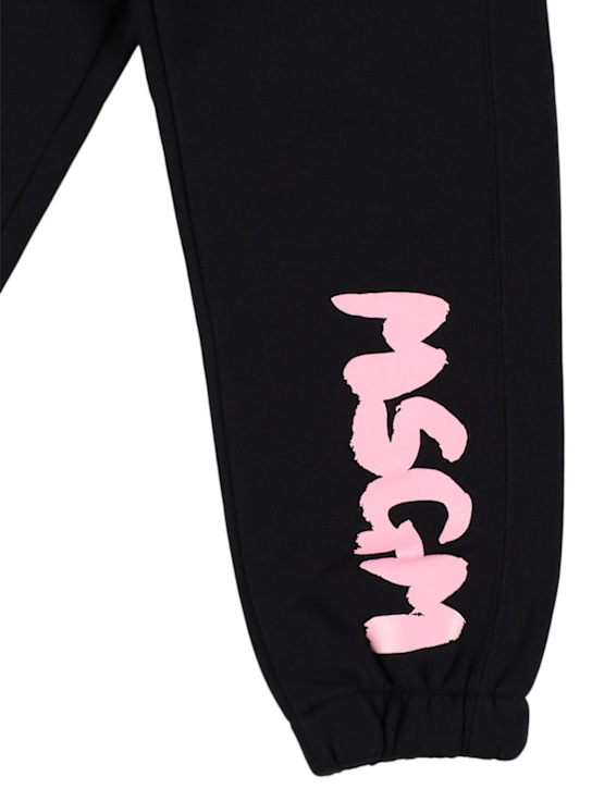 MSGM: Pantaloni in felpa di cotone stampata - kids-girls_1 | Luisa Via Roma