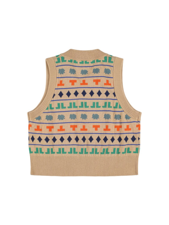 Tiny Cottons: Gilet in maglia di lana e cotone - Beige - kids-girls_2 | Luisa Via Roma
