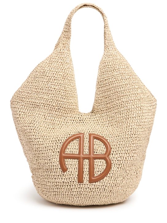 ANINE BING: Large Leah Hobo raffia effect bag - women_0 | Luisa Via Roma