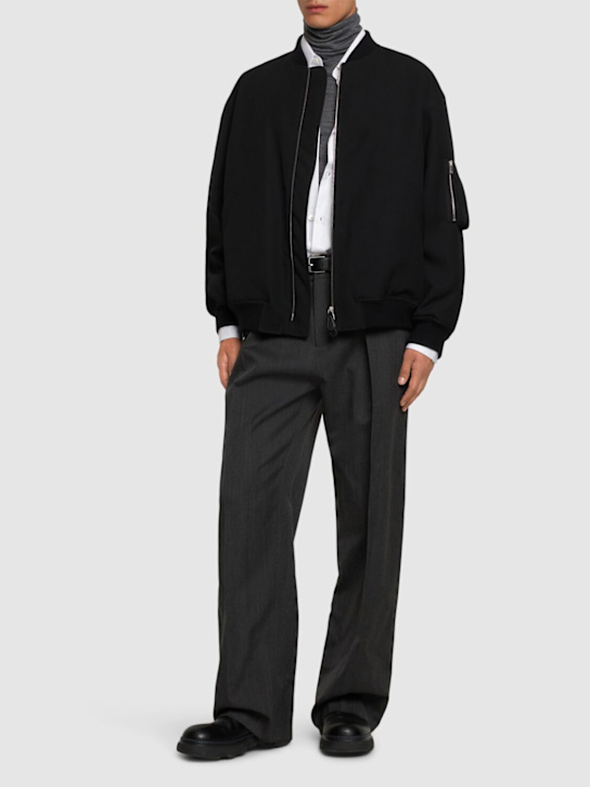 Jil Sander: Blouson wool gabardine bomber jacket - Black - men_1 | Luisa Via Roma