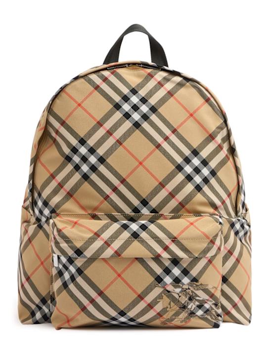 Burberry: Essential Check jacquard backpack - Sand - men_0 | Luisa Via Roma