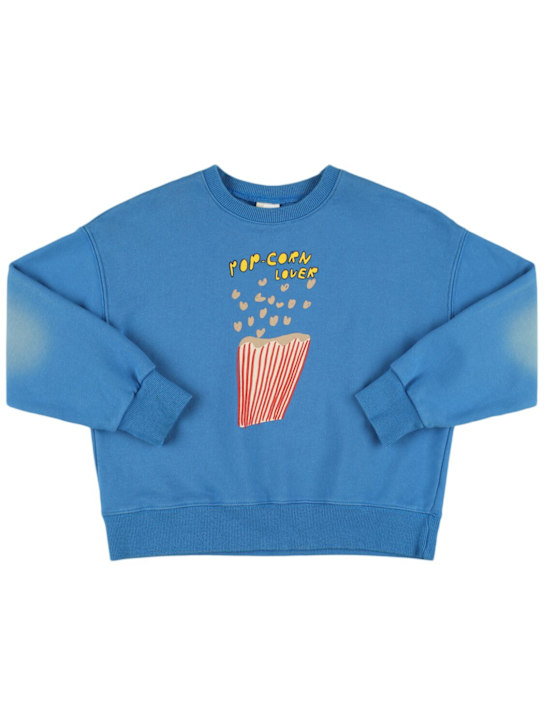 Jellymallow: Printed cotton crewneck sweatshirt - Blue - kids-girls_0 | Luisa Via Roma