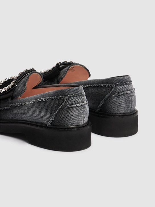 Roger Vivier: 25mm Viv Rangers denim loafers - Black - women_4 | Luisa Via Roma