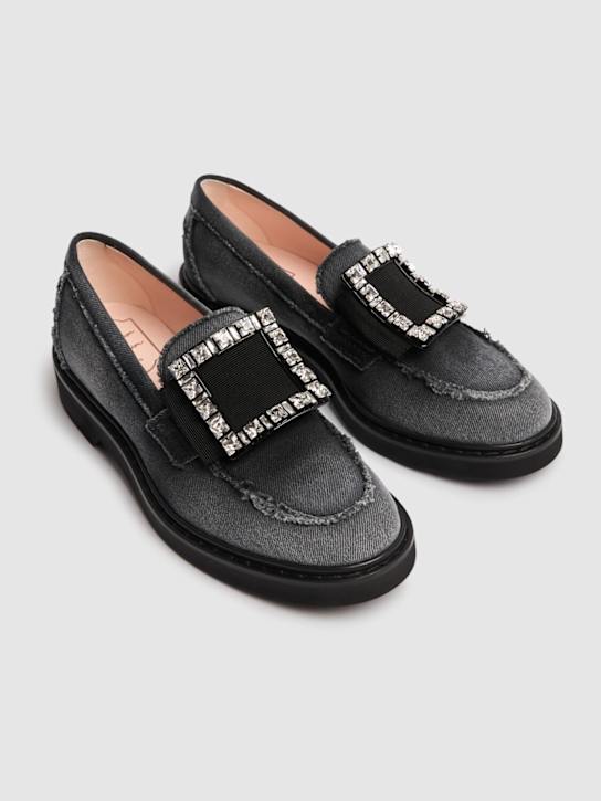 Roger Vivier: 25mm Viv Rangers denim loafers - Black - women_2 | Luisa Via Roma