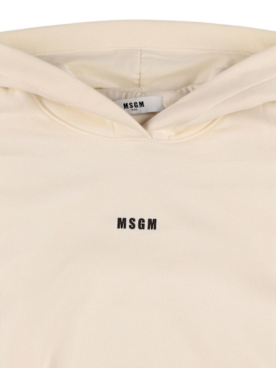 MSGM: Felpa cropped in cotone con logo - kids-girls_1 | Luisa Via Roma