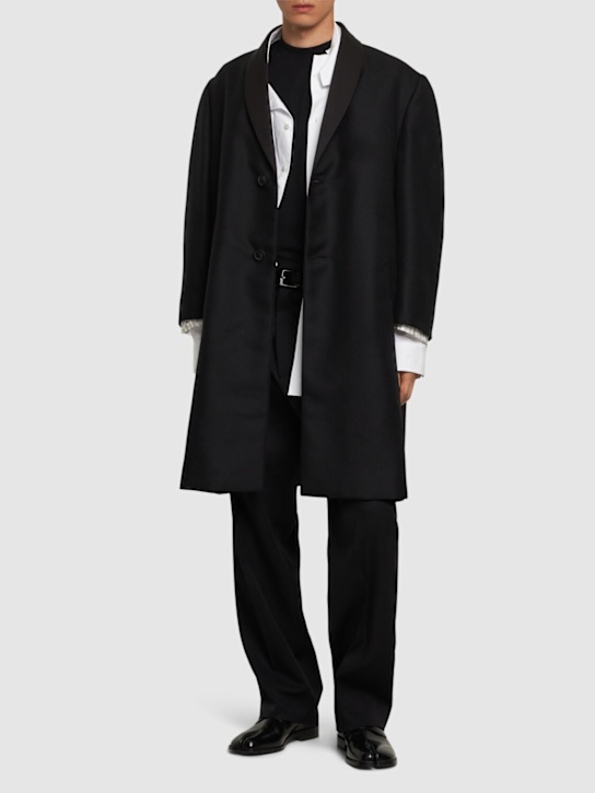 Maison Margiela: Wool & mohair twill coat - Black - men_1 | Luisa Via Roma