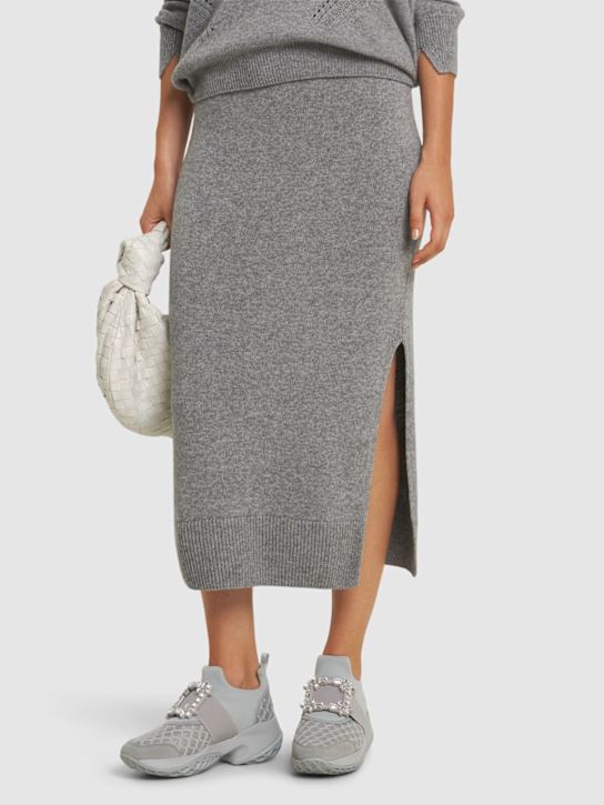 Roger Vivier: Viv Run cotton & mesh sneakers - Cemento/Platino - women_1 | Luisa Via Roma