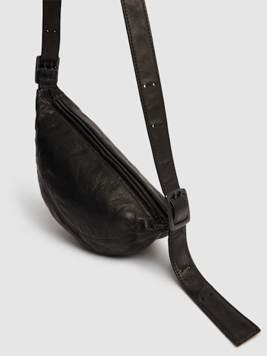 Yohji Yamamoto: Sling grained leather crossbody bag - men_1 | Luisa Via Roma