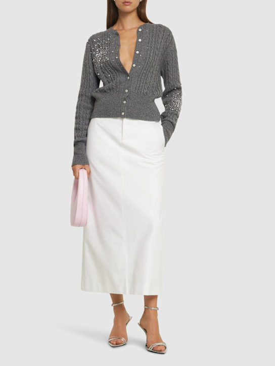 Des Phemmes: Embellished cable stitch knit cardigan - women_1 | Luisa Via Roma