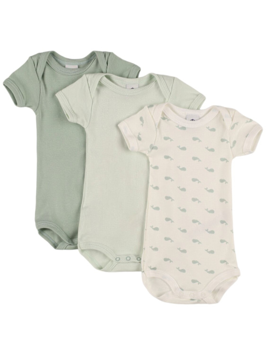 Petit Bateau: Set of 3 printed cotton bodysuits - Multicolor - kids-boys_0 | Luisa Via Roma