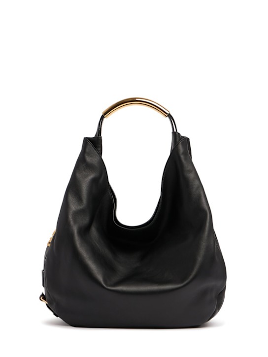 Moschino: Chambred nappa leather tote bag - Black - women_0 | Luisa Via Roma