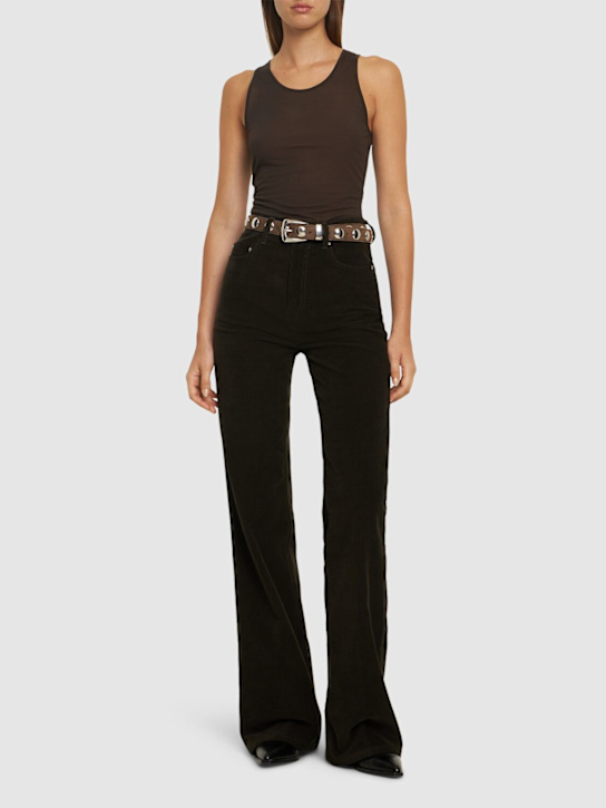 AMI Paris: Cotton high rise flared pants - women_1 | Luisa Via Roma