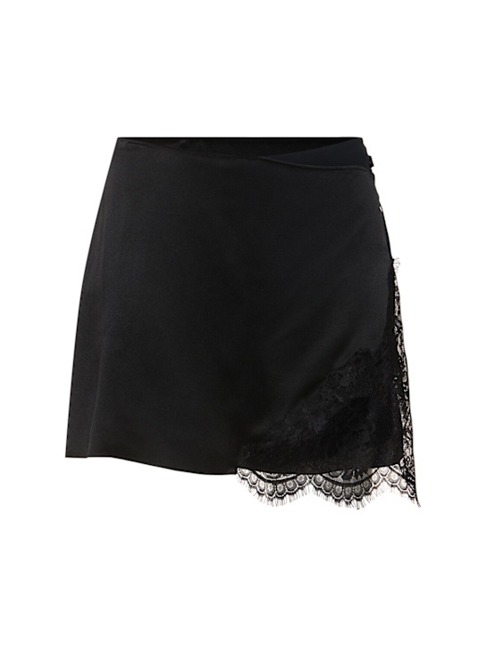 Alberta Ferretti: Lace & satin skort - Black - women_0 | Luisa Via Roma