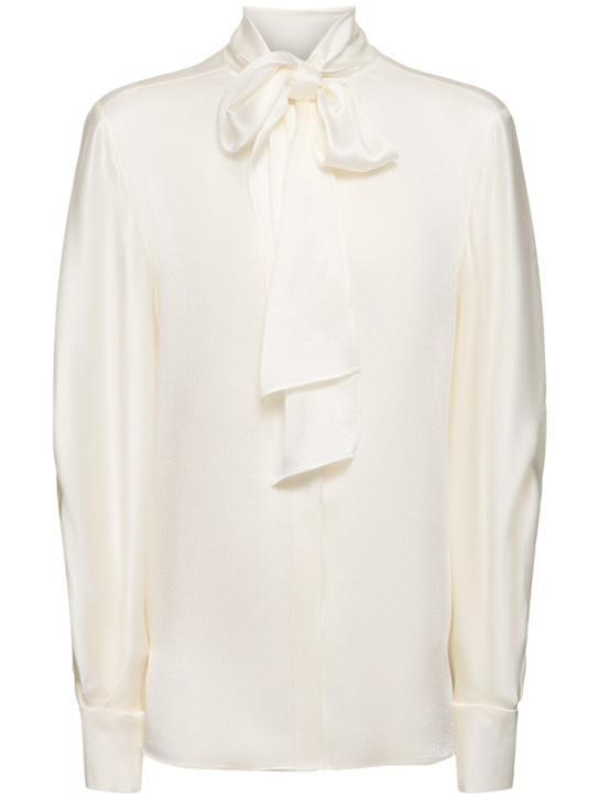 Alberta Ferretti: Bow neck satin shirt - women_0 | Luisa Via Roma