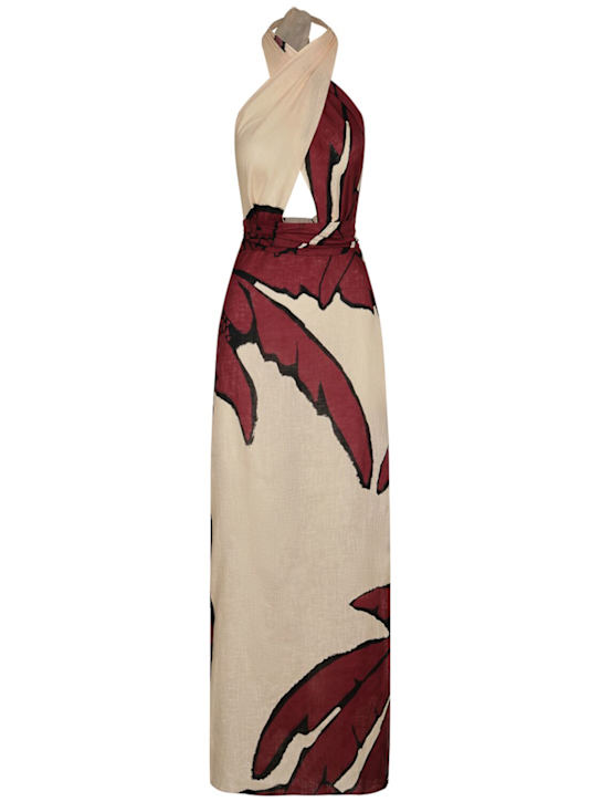 Johanna Ortiz: Wonders Of The Sea linen maxi dress - women_0 | Luisa Via Roma