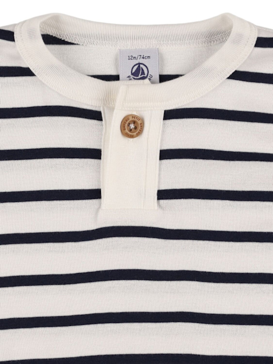 Petit Bateau: Camiseta de algodón con manga larga - Blanco/Azul - kids-boys_1 | Luisa Via Roma