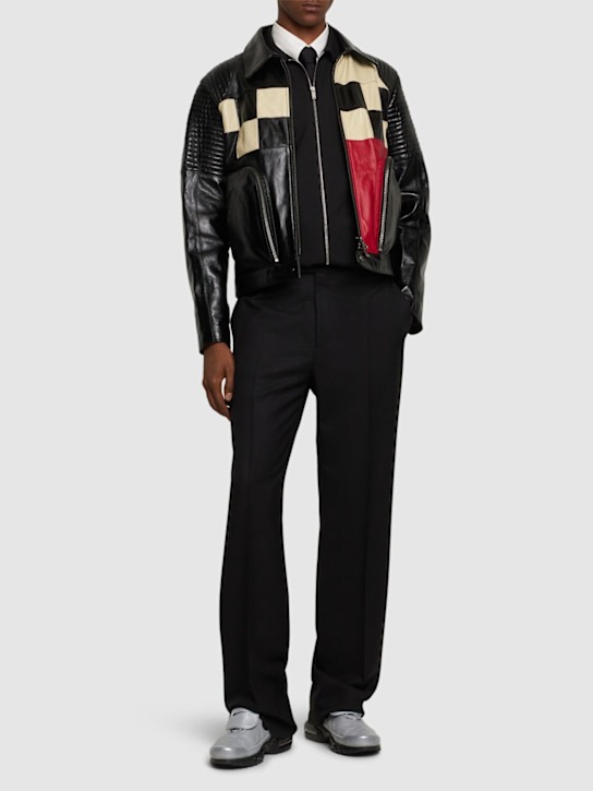 Andersson Bell: Bikerjacke aus Leder „Checkerboard“ - Schwarz - men_1 | Luisa Via Roma