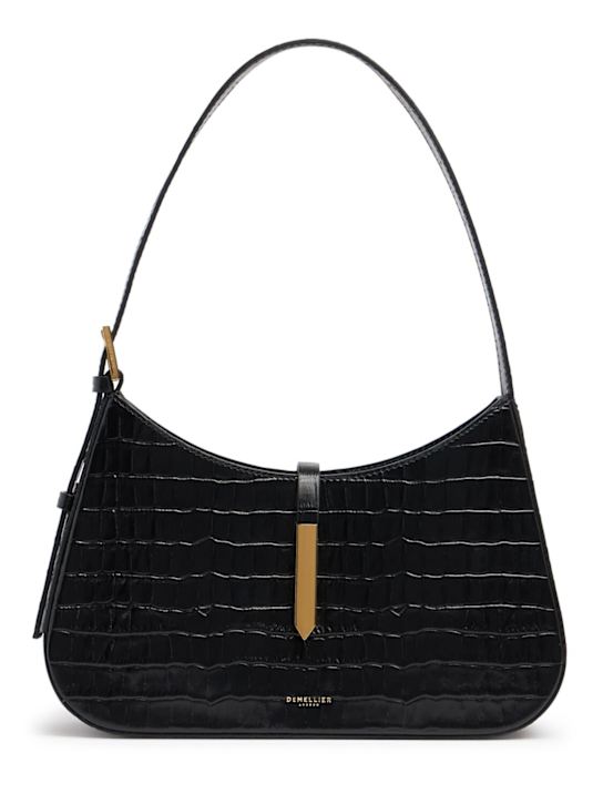 DeMellier: Tokyo croc embossed leather shoulder bag - women_0 | Luisa Via Roma