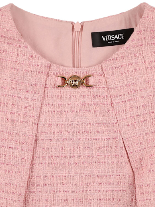 Versace: コットンブレンドツイルワンピース - ピンク - kids-girls_1 | Luisa Via Roma