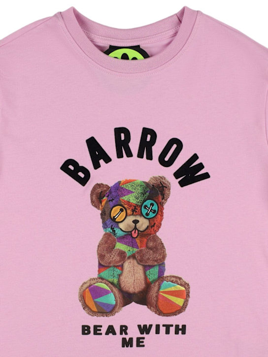 Barrow: T-shirt en jersey de coton imprimé - Rose - kids-girls_1 | Luisa Via Roma