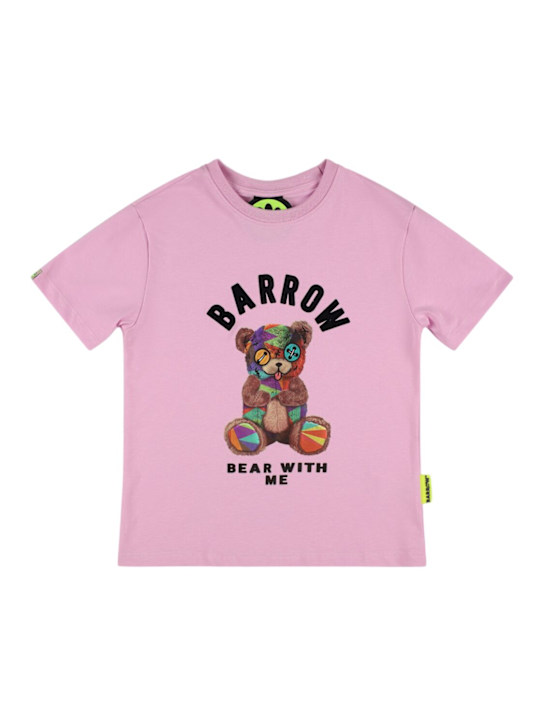 Barrow: T-shirt en jersey de coton imprimé - Rose - kids-girls_0 | Luisa Via Roma