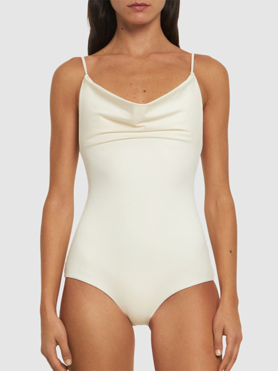 Magda Butrym: Draped Lycra one piece swimsuit - Ivory - women_1 | Luisa Via Roma