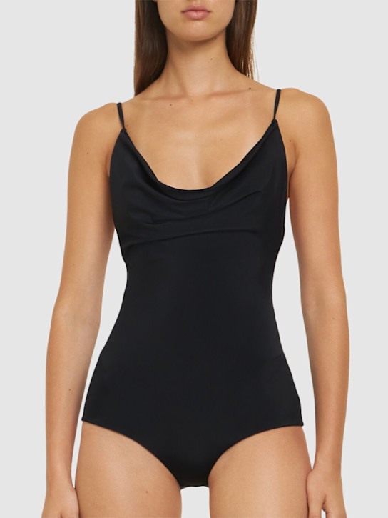 Magda Butrym: Draped Lycra one piece swimsuit - Black - women_1 | Luisa Via Roma