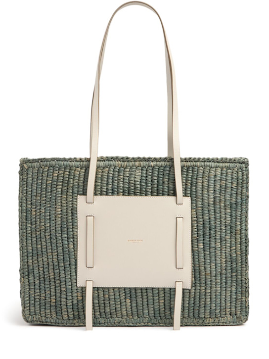 DeMellier: Capri raffia & leather tote bag - women_0 | Luisa Via Roma