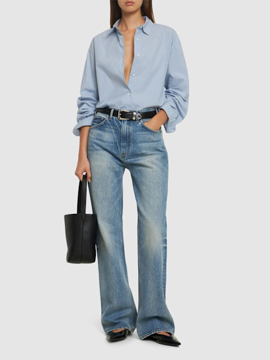 Nili Lotan: Yorke crisp cotton poplin shirt - Blue - women_1 | Luisa Via Roma